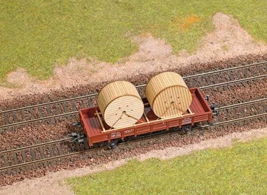 Wood Cable Reel/Drum Load - Laser-Cut Wood Kit -- pkg(2), HO, Busch Gmbh & Co Kg 1688