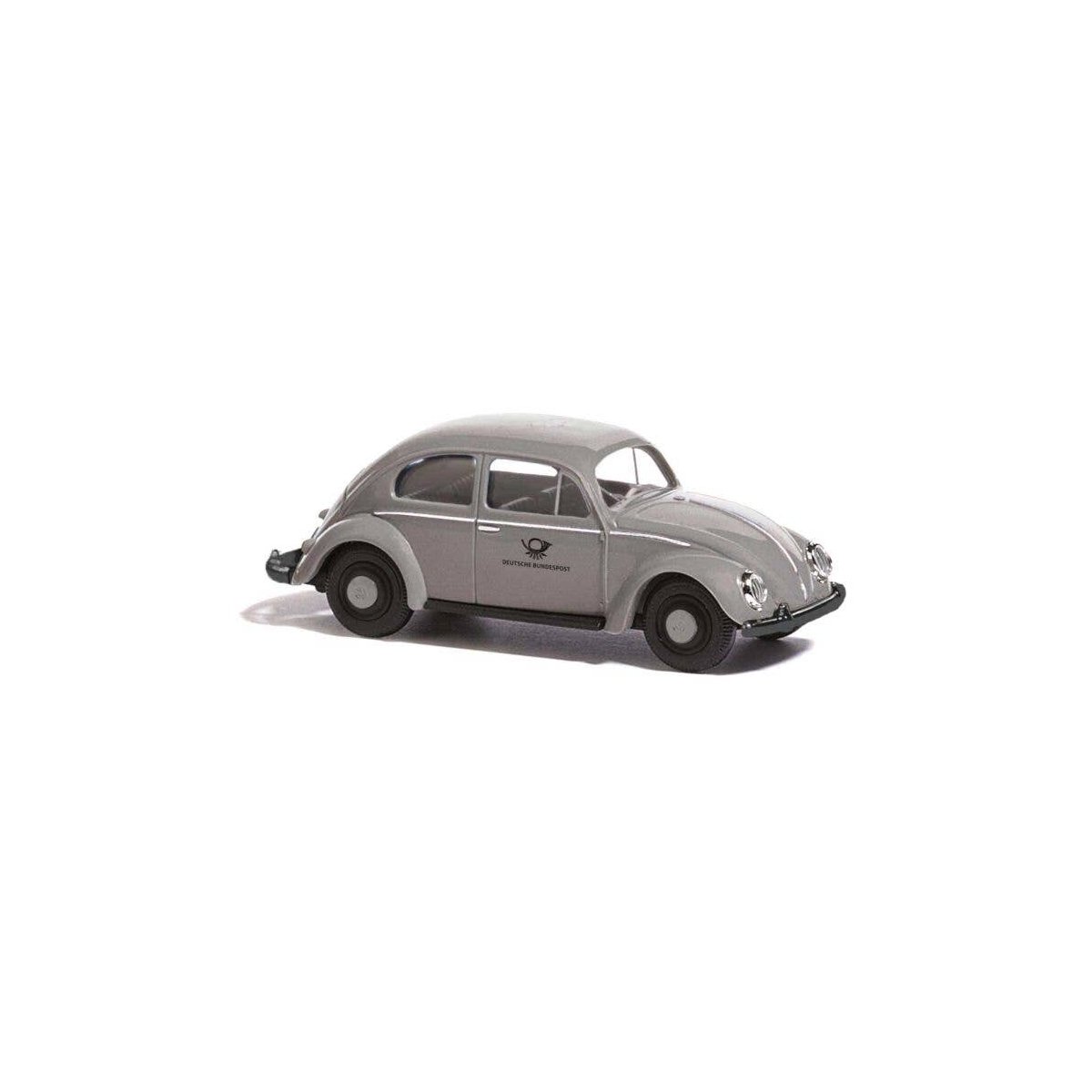 1955 Volkswagen Beetle with Oval Rear Window - Assembled -- German Post (gray, black, German Lettering), HO, Busch Gmbh & Co Kg 