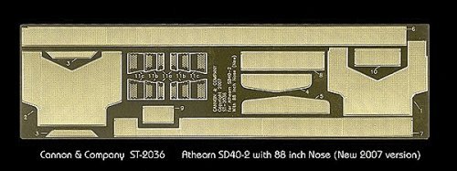 Safety Tread & Step Kit (Photo-Etched Brass) -- For New (2007 Run) Athearn SD40-2 w/88′ Nose, HO, Cannon & Company 2036