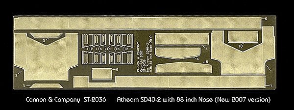 Safety Tread & Step Kit (Photo-Etched Brass) -- For New (2007 Run) Athearn SD40-2 w/88′ Nose, HO, Cannon & Company 2036