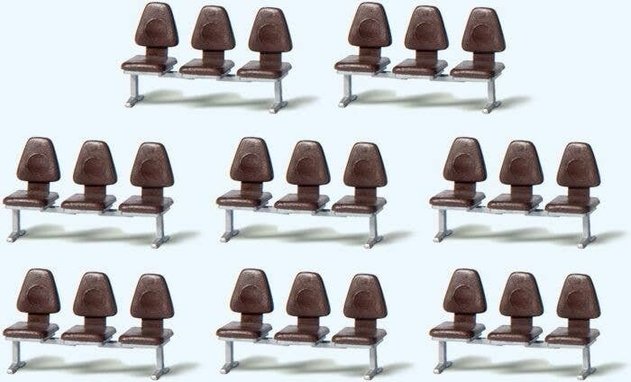 Modern Modular Seating -- 3-Seat Units pkg(8), HO, Preiser Kg 17215