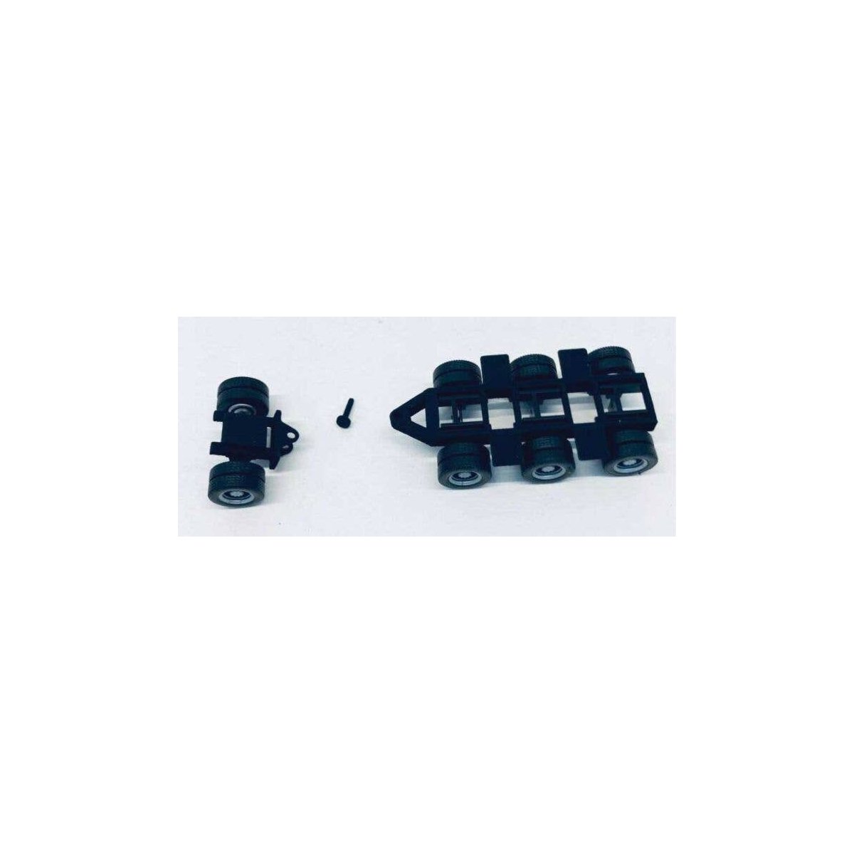 Lowboy Tri-Axle Booster w/Integrated Rear Axle -- 2 Sets, HO, Herpa Models 5525