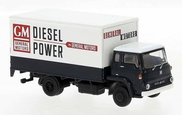 1960 Bedford TK Box-Body Truck - Assembled -- General Motors (white, black, red), HO, Brekina Automodelle 35915