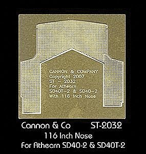 Safety Tread Kit Nose Only (Photo-Etched Brass) -- For Athearn SD40T-2 & SD40-2 w/116′ Nose, HO, Cannon & Company 2032