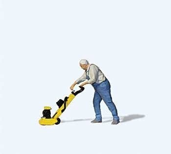 Waxing the Floor - Individual Figure -- Man with Floor Waxer, HO, Preiser Kg 28262