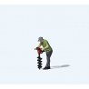 Individual Figure - Drilling the Ground -- Man with Auger, HO, Preiser Kg 28263