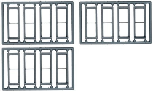 Windows - Double Hung pkg(12) -- 1/1 Scale 30 x 92` (Fits .385 x 1.1` Opening), HO, Tichy Train Group 8096
