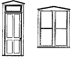Windows -- Peaked Top Window/Door Set, HO, Grandt Line Products Inc 5259