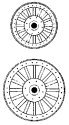 Circus Wagon Wheels -- Baggage/Plain: 36` Front & 48` Rear - One Complete Set, O, Grandt Line Products Inc 30