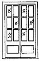 Door -- 6` 9` Assay Office Double Door w/12-Pane Window, HO, Grandt Line Products Inc 5022