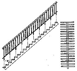 35-Degree Concrete & Steel Staircase -- With Open Risers, HO, Grandt Line Products Inc 5176