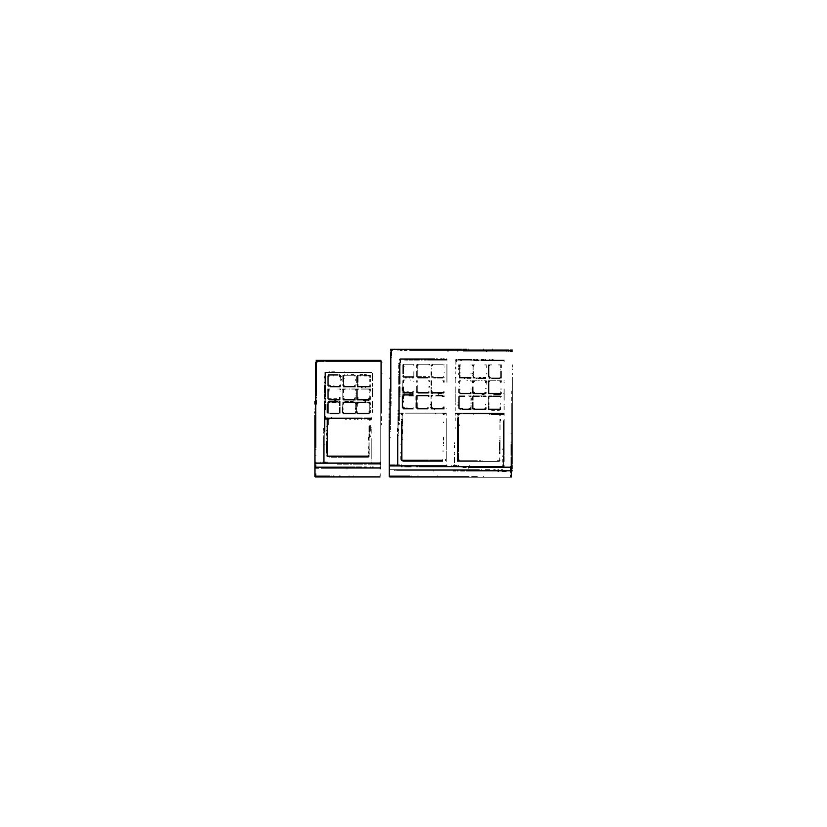 Windows -- Rio Grande Southern Depot Style: 10-Pane 24 x 44` & 20-Pane 51-1/2 x 51`, HO, Grandt Line Products Inc 5199