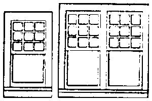 Windows -- Rio Grande Southern Depot Style: 10-Pane 24 x 44` & 20-Pane 51-1/2 x 51`, HO, Grandt Line Products Inc 5199