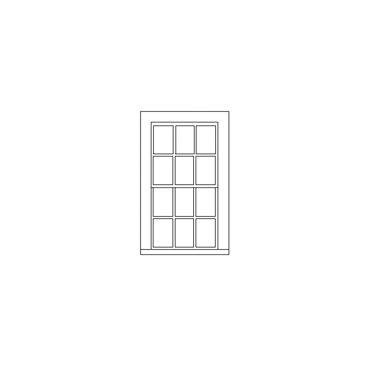 Double-Hung Windows -- 6-Over-6, Scale 30 x 56′ 76.2 x 142cm pkg(9), HO, Grandt Line Products Inc 5282