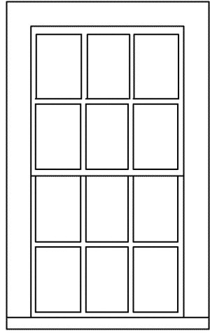 Double-Hung Windows -- 6-Over-6, Scale 30 x 56′ 76.2 x 142cm pkg(9), HO, Grandt Line Products Inc 5282