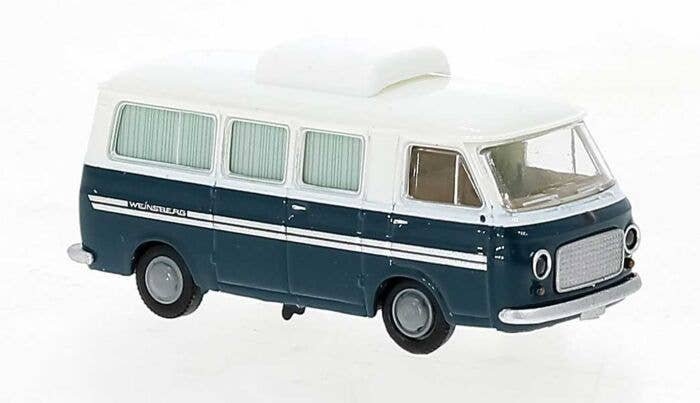 1967-1983 Fiat 238 Passenger Van - Assembled -- Camper (blue, white), HO, Brekina Automodelle 34417