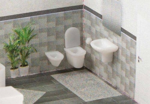 Inside Bathroom Facilities -- Kit - 3 Different Groups, HO, Faller Gmbh 180355