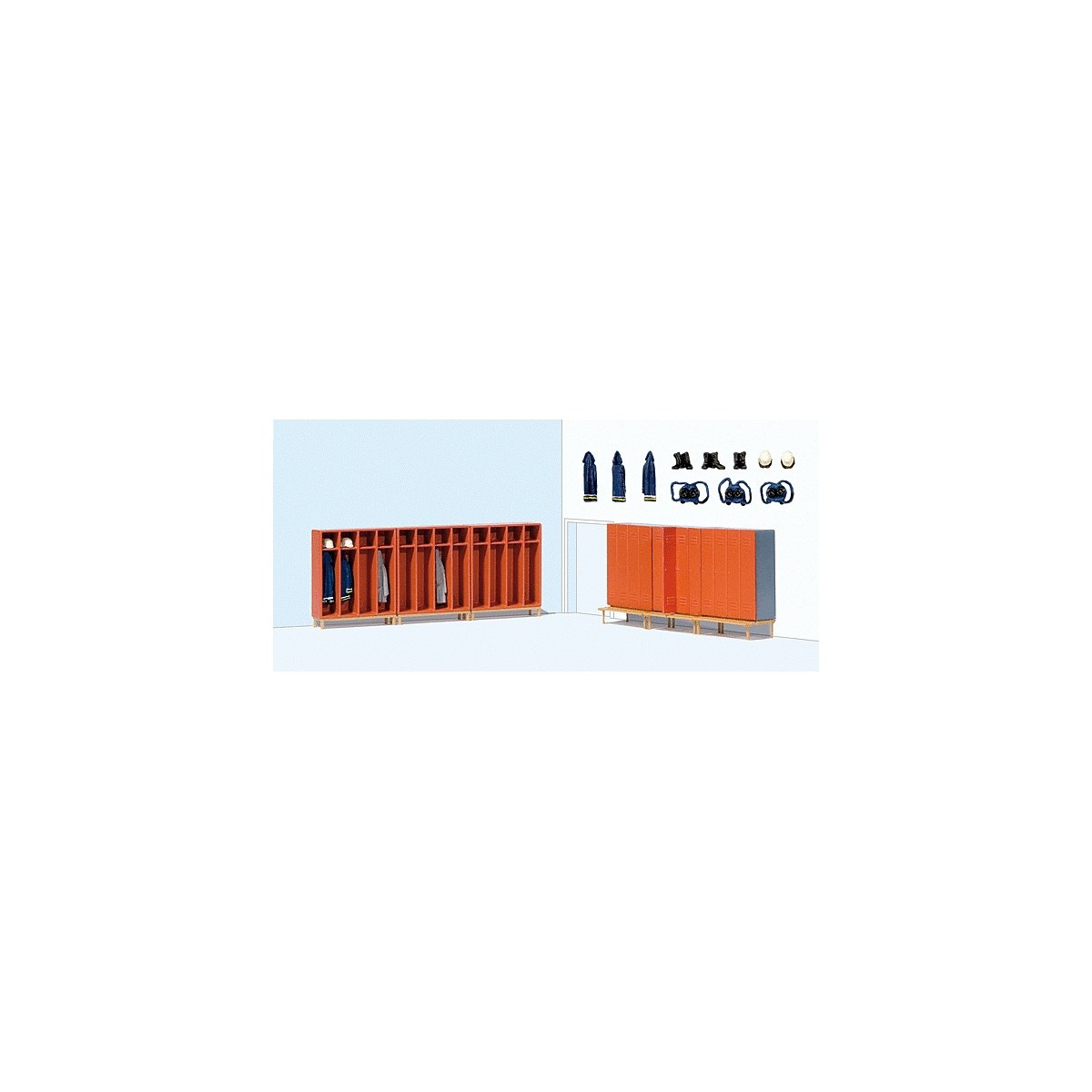 Firemen′s Lockers & Accessories -- 6 Lockers, HO, Preiser Kg 17708