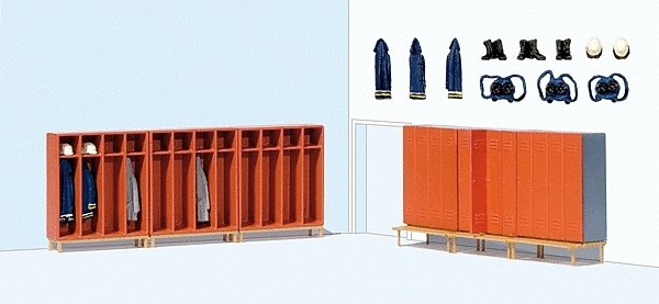 Firemen′s Lockers & Accessories -- 6 Lockers, HO, Preiser Kg 17708