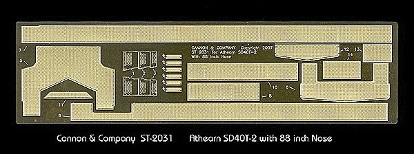 Safety Tread & Step Kit (Photo-Etched Brass) -- For Athearn SD40T-2 with 88′ Nose, HO, Cannon & Company 2031