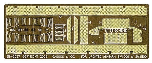 Safety Tread & Step Kit (Photo-Etched Brass) -- For 2009 Athearn SW1500 & SW1000 w/Side Handrail, HO, Cannon & Company 2037
