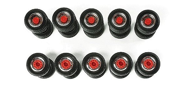 Herpa Accessories - Truck Wheels -- 5 Sets (chrome, red), HO, Herpa Models 52603