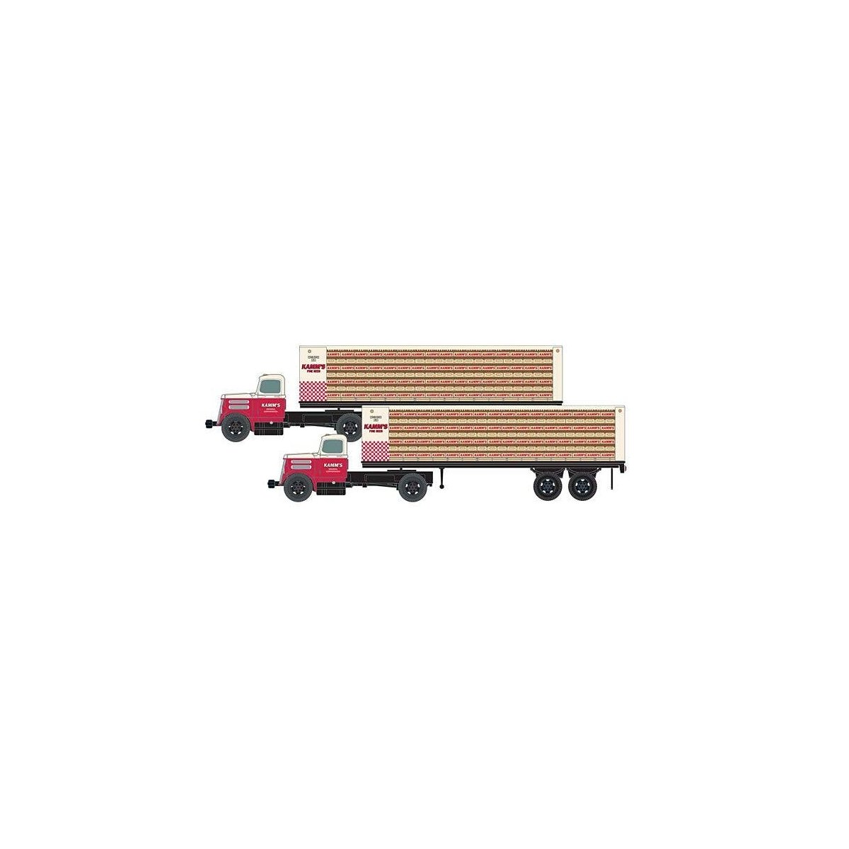 IH R-190 Tractor, Flatbed Trailer, Load 2-Pack - Assembled - Mini Metals -- Kamm′s Beer (red, white), N, Classic Metal Works 5