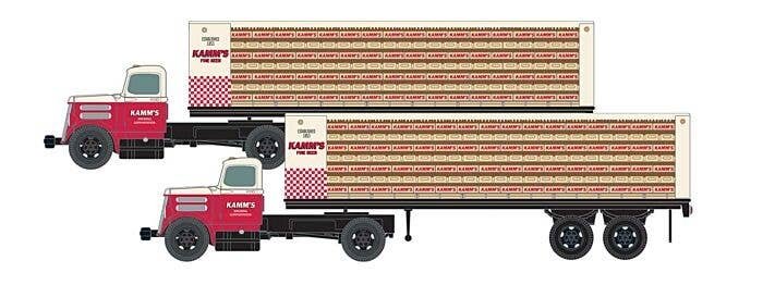 IH R-190 Tractor, Flatbed Trailer, Load 2-Pack - Assembled - Mini Metals -- Kamm′s Beer (red, white), N, Classic Metal Works 5