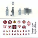 Gas Pump Set -- 1 Each of 3 Styles w/Printed Gas Logo Sheet, HO, Grandt Line Products Inc 5314