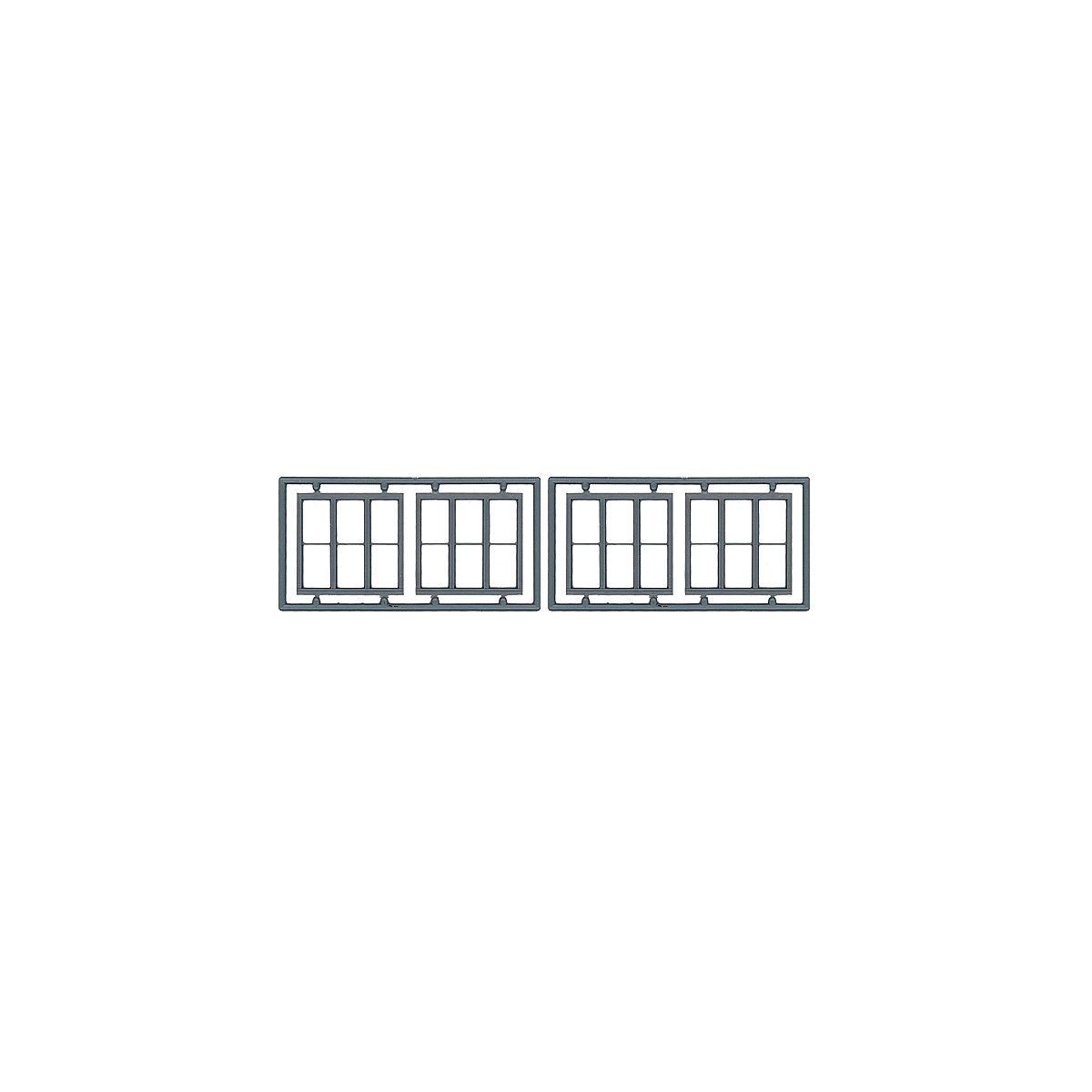 Windows - Double Hung pkg(4) -- Three 1/1 Single Window Scale 100 x 92` (Fits 1.18 x 1.1` Open, HO, Tichy Train Group 8094