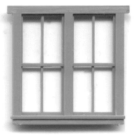 Windows -- Double, 8-Pane, Scale 63 x 69′ 160 x 175cm pkg(4), HO, Grandt Line Products Inc 5221