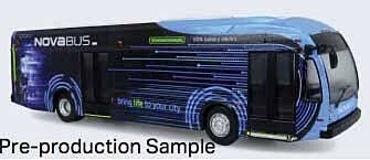 Nova Bus LFSe Electric Transit Bus - Assembled -- Nova Bus (Demonstrator blue, black, green), HO, Iconic Replicas 870501