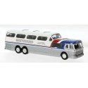 1954-1956 GMC PD-4501 Scenicruiser Bus - Assembled -- Greyhound (silver, white, blue, red), HO, Brekina Automodelle 61303