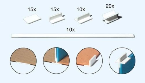 Mounting Angles and Spacers for Flooring and Wall Sheets -- pkg(70), HO, Preiser Kg 19540