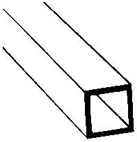 Styrene Tubing - Square -- 1/8 x 15′ Long pkg(7), All Scales, Plastruct Inc 90621