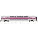 Multi-Level Commuter Coach Trailer - Ready to Run -- Massachusetts Bay Transportation Authority 776 (silver, purple, yellow), N,