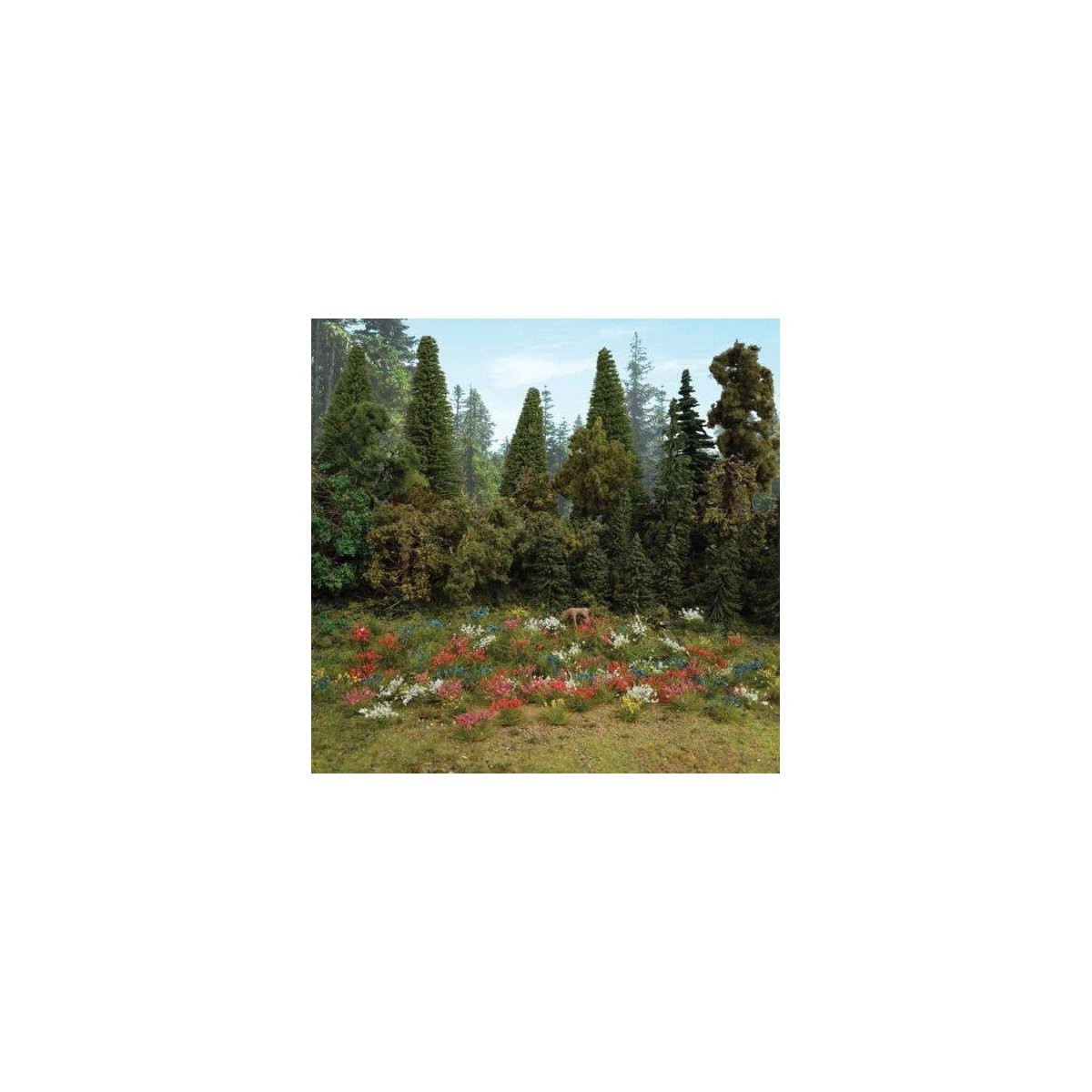 Assorted Flowers - Set of 250 -- Red, blue, yellow, pink and white, HO, Walthers SceneMaster 1095