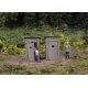 Laser-Cut Wood Kit -- Outhouses - Each: 1/2 x 1/2 x 1′ 1.3 x 1.3 x 2.5cm pkg(2), HO, Walthers SceneMaster 4112