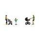 Mothers with Children -- 2 Moms, 2 Kids, 2 Strollers, HO, Walthers SceneMaster 6083