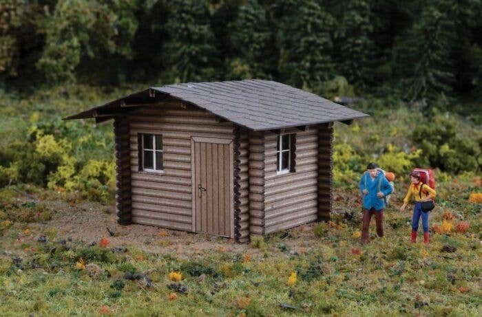 Forest Cabin -- Laser-Cut Wood Kit - 2-1/2 x 2 x 1-1/2′ 6.5 x 5.1 x 4cm, HO, Walthers SceneMaster 4113