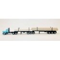 Peterbilt Super-B Tractor w/Log Trailer & Load - Assembled -- Light Blue, Black, HO, Herpa Models 6613