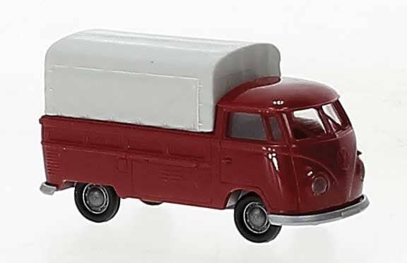 1960-1963 Volkswagen Pritsche T1b Pickup Truck w/Cover - Assembled -- Economy (yellow, gray), HO, Brekina Automodelle 32984