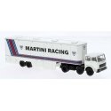 1977 Fiat 691 Tractor w/Racing Trailer - Assembled -- Martini Racing (white, blue, red, Italian Lettering), HO, Brekina Automode