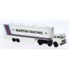 1977 Fiat 691 Tractor w/Racing Trailer - Assembled -- Martini Racing (white, blue, red, Italian Lettering), HO, Brekina Automode
