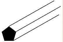 Styrene Pentagon Rod -- Each .050 1.27mm Diameter x 10′ 25.4cm Long pkg(10), All Scales, Plastruct Inc 90834