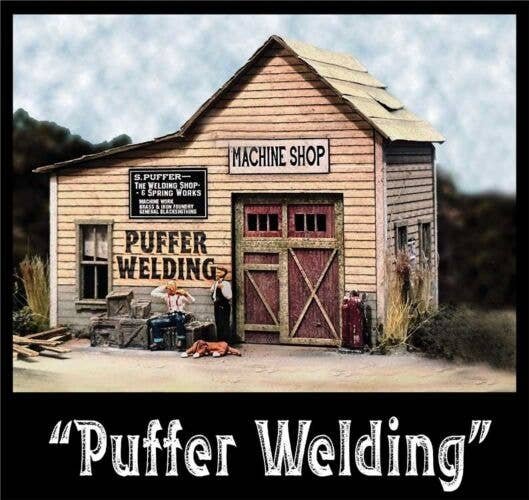 Laser-Cut Wood Kit -- Puffer Welding - 4 x 2-1/4′ 10.2 x 5.7cm, HO, Bar Mills LLC 5032