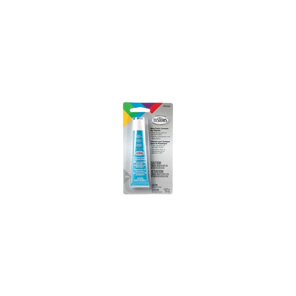 Non-Toxic Cement for Plastics - Carded -- 5/8oz 18mL, All Scales, Testor Corp 281220