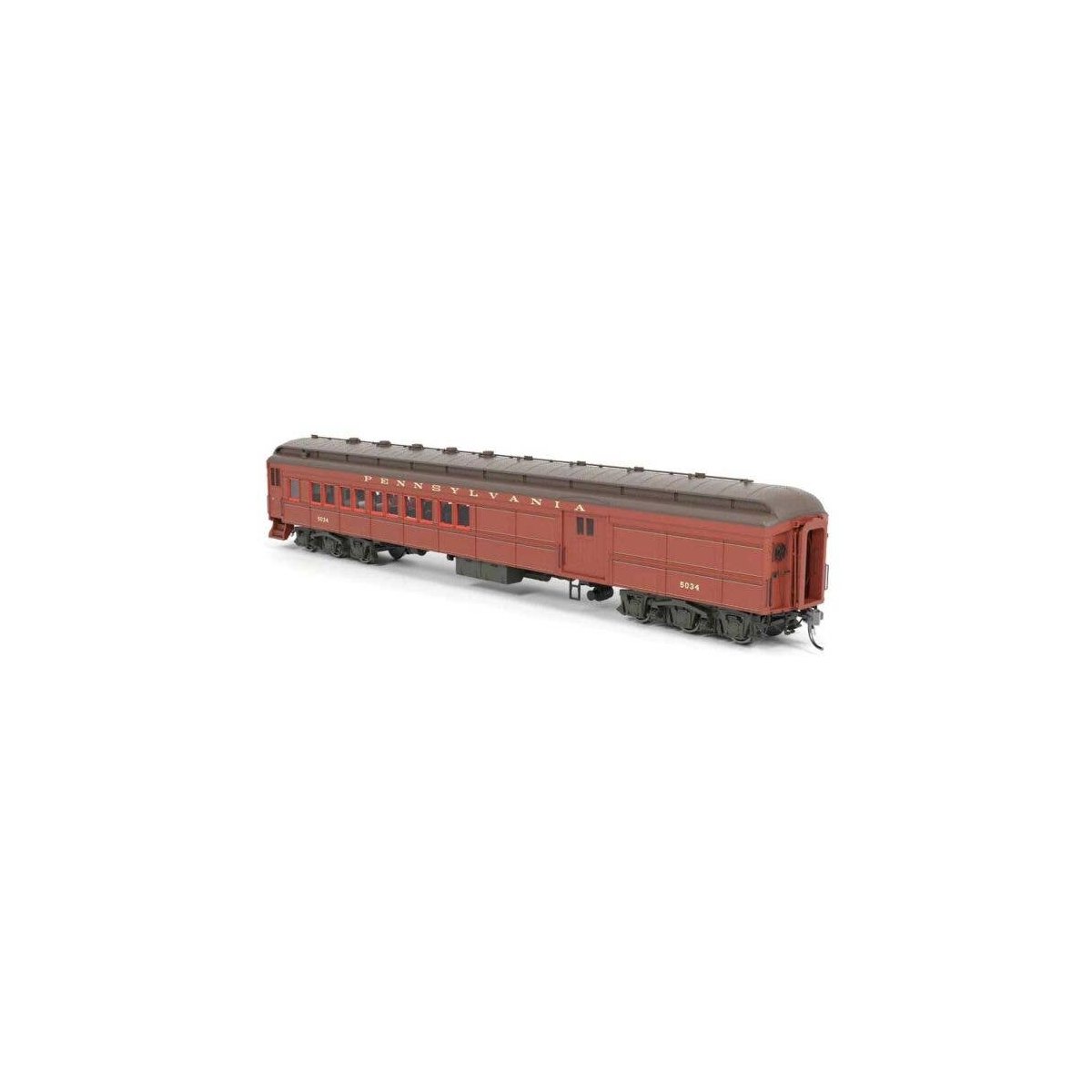 PRR Class PB70 Coach-Baggage Combine - Ready to Run -- Pennsylvania Railroad 5047 Pennsylvania (1930s, Light Tuscan), HO, Broadw