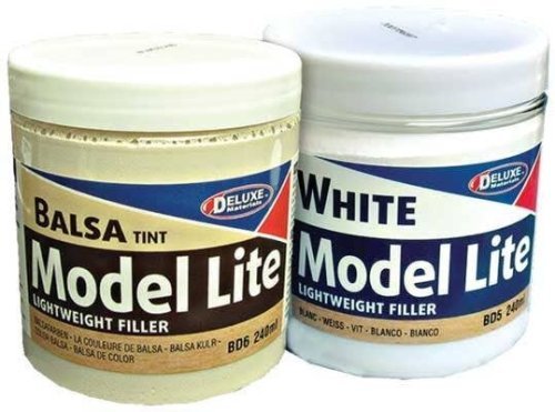 Model Lite Wood Filler - 8.1oz 240mL -- White, All Scales, Deluxe Materials Ltd BD5