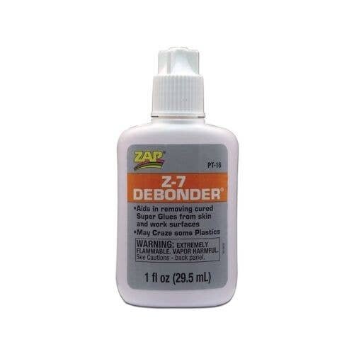 Z-7 & Debonder Debonding Agent for CA Adhesives -- 1oz 29.6mL, All Scales, Robart Mfg Inc 439